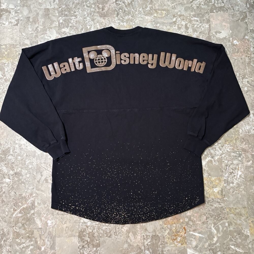 Walt Disney World Spirit Jersey Mens Small Black Long Sleeve Puff Print
